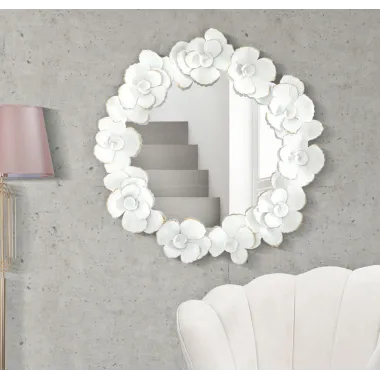 LUSTRO WHITE FLOWER 82 2,6 85,5 cm (WYMIAR WEWNĘTRZNY Ø 62 cm)